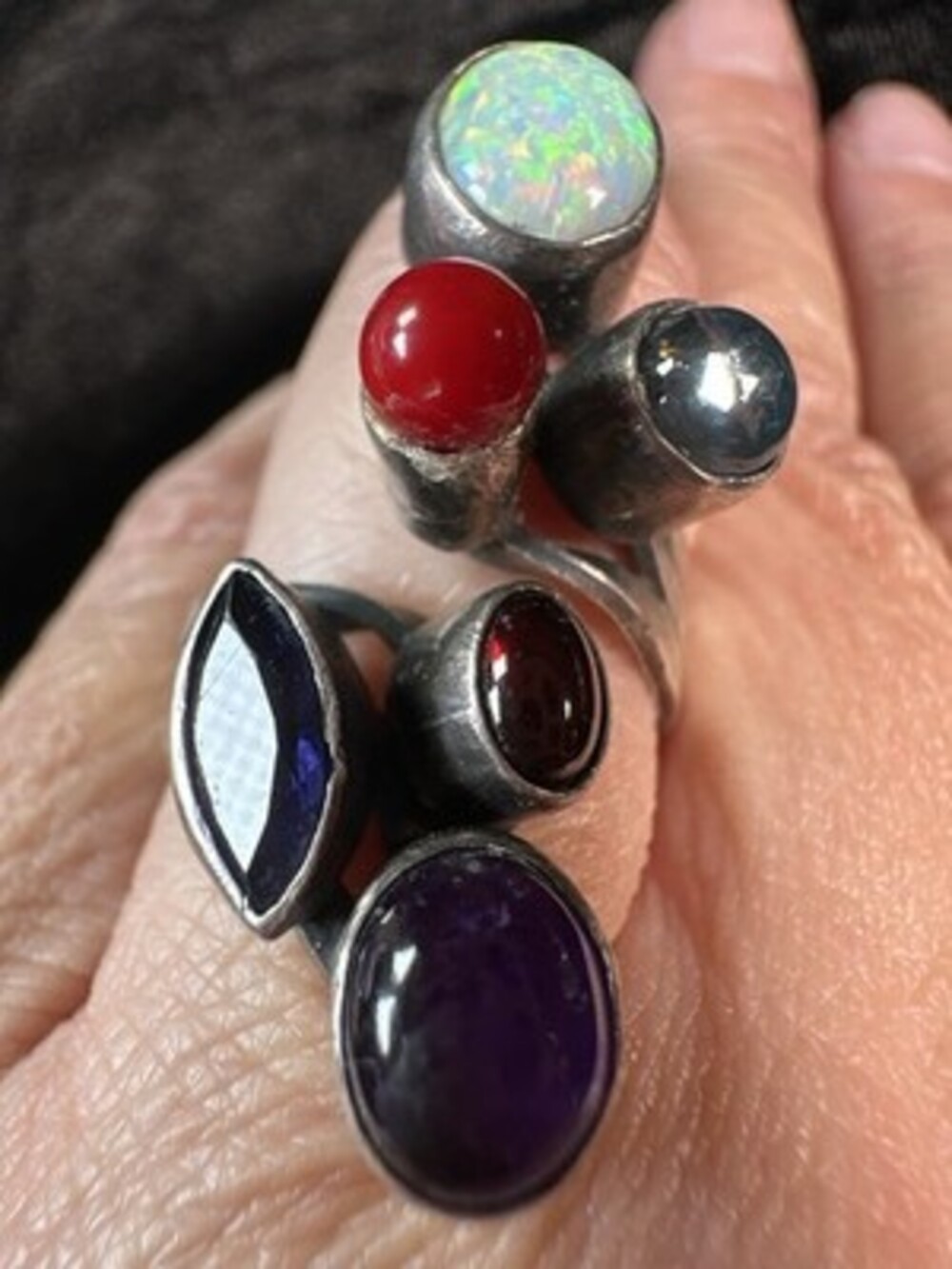 Sterling Silver Multi-Gemstone Statement Ring Sig… - image 2
